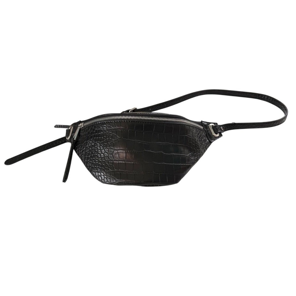 The Drop Black Faux Croc Belt Bag Fanny Pack Waist Pouch Minimalist NEW